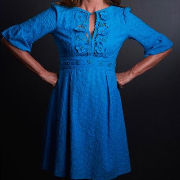 Nanette Lepore Azul 3D Flower Lace Overlay Dress size 4 Old Money Luxurious Rich - Picture 1 of 8